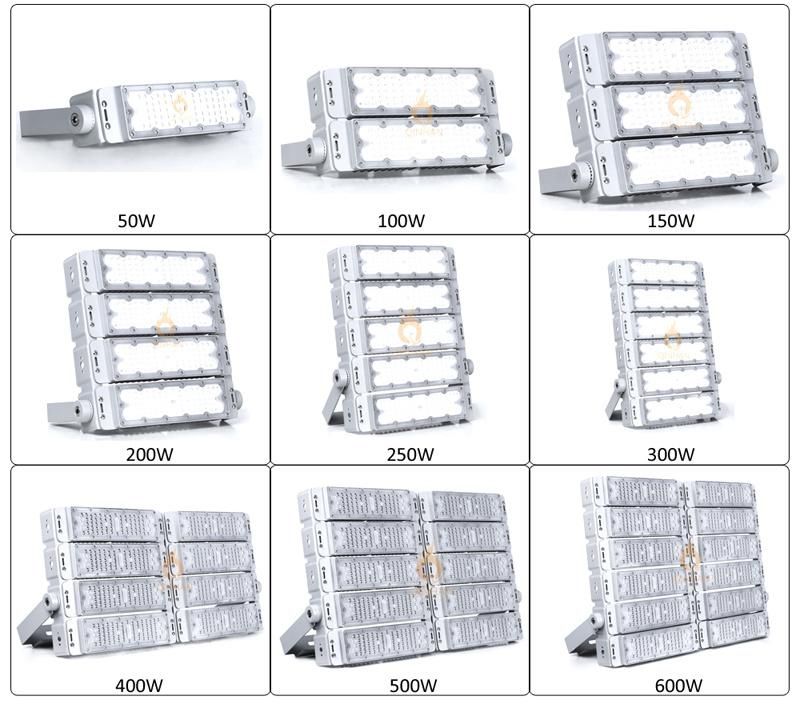 Waterproof IP65 150W LED Flood Light for Outdoor Square Garden Schoolyard Tunnel Tennis Sport Cout Lighting Dali DMX PLC Smart 0-10V Dimmable