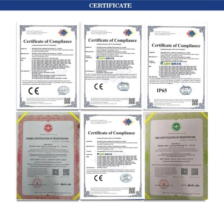 New Design Energy Saving All in One LED Solar Street Light for Government Road Lighting Project with 10 Years Production Experience