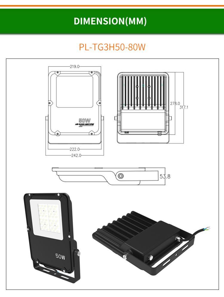 2022 High Light Efficiency Ultrathin 500W LED Flood Light