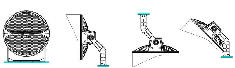 New Round Design SMD3030 500W LED Stadium Flood Lighting Fixture High Mast Round Lighting