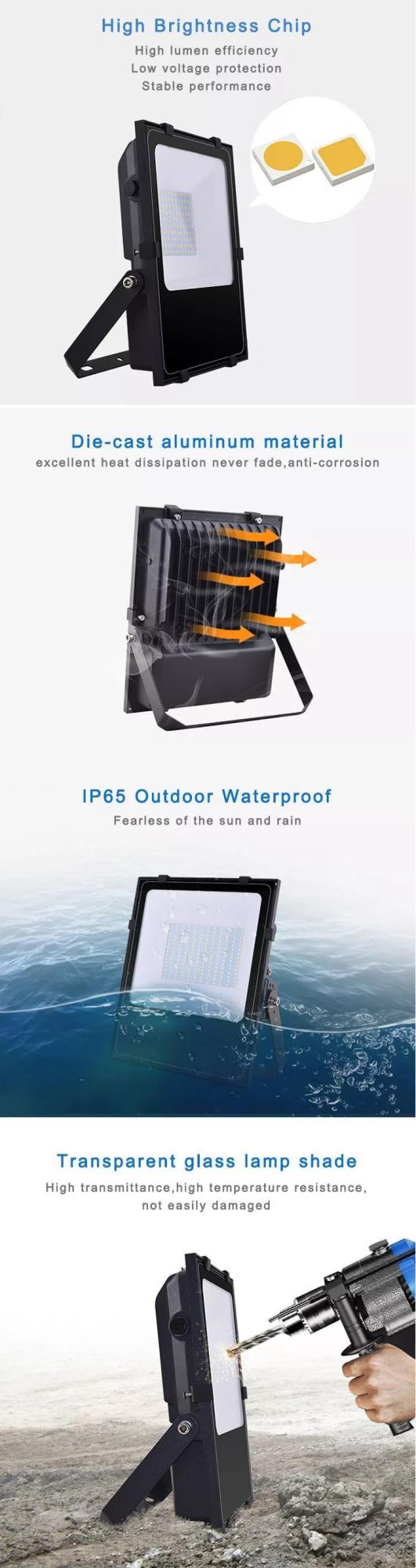 LED Flood Light 300W for Square Park Office Warehouse