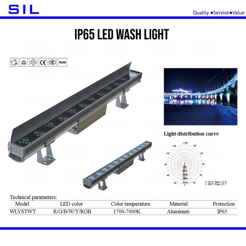 LED Waterproof Light 36W DMX RGBW for Building Exterior Wall Decoration LED Wall Wash Light