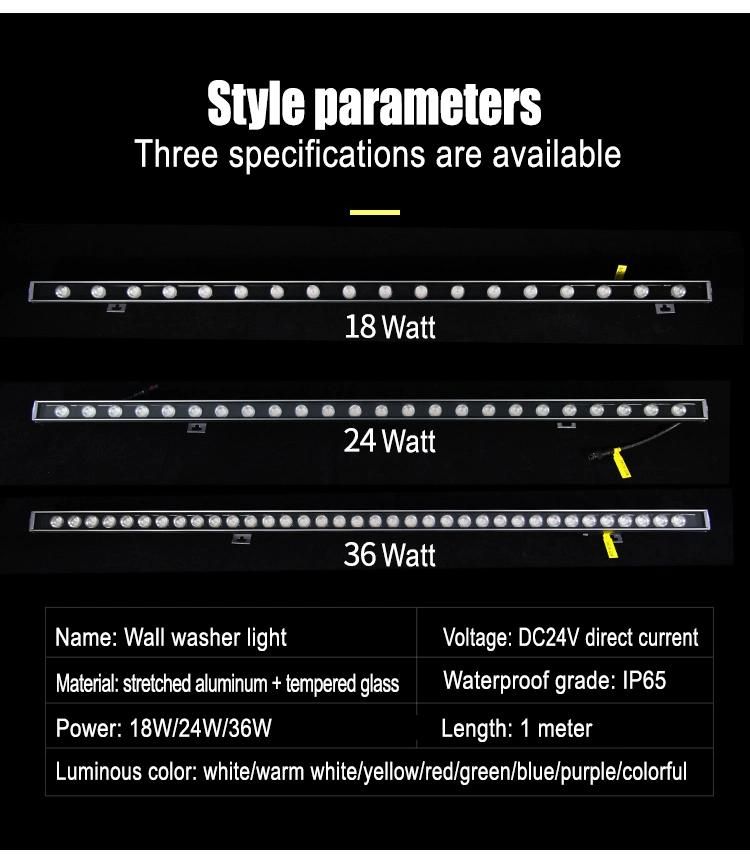 Aluminum Housing Controller 18W LED Green Wall Light Wall Washer Outdoor IP65 Waterproof Engineering Building Decoration Aluminum RGBW LED Wall Washer Light