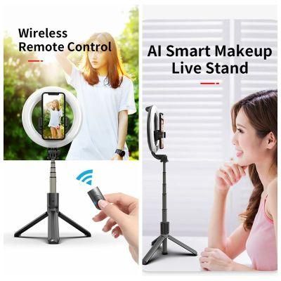 2020 New L07 3 in 1 Selfie Ring Light Wireless Bluetooth Remote Shutter Tripod Handheld Stick LED Ring Light for Live Stream