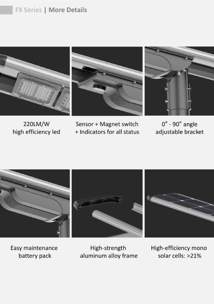 IP65 Bridgelux Integrated Street Solar LED Light with High Quality Rygh-Fx-100W