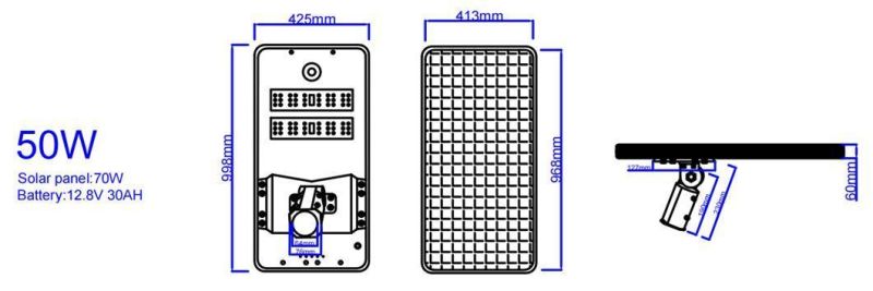 China Manufacture Smart Outdoor 50W Adjustable Integrated Solar LED Road Light