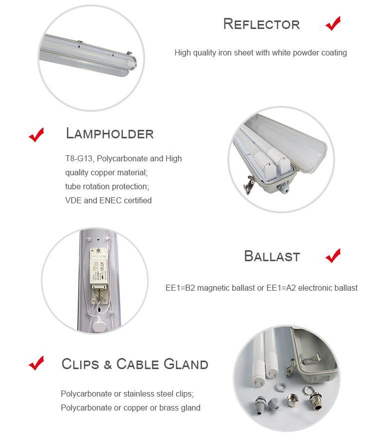 IP65 1*18W ETL Waterproof Mall Lighting T8 Series