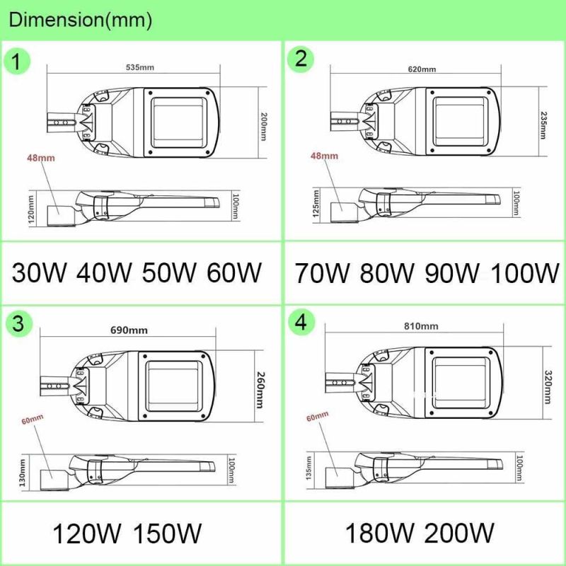 2019 New Style Adjustble LED Street Light 30W 40W 50W 60W with 5-8 Years Warranty