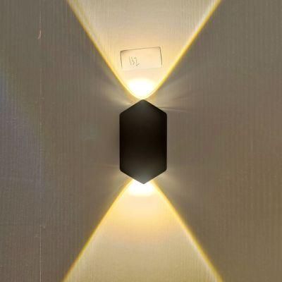 Household Garden Hotel Corridor Waterproof Die Casting Aluminium LED SMD Hexagon Wall up Down Light Outdoor