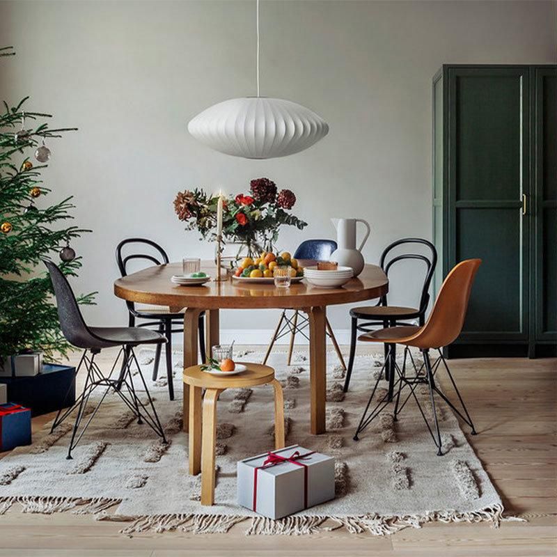 2022 Wholesale Indoor Use Simple Modern Lamp Metal & Silk Oval Ball LED Chandelier Pendant Light