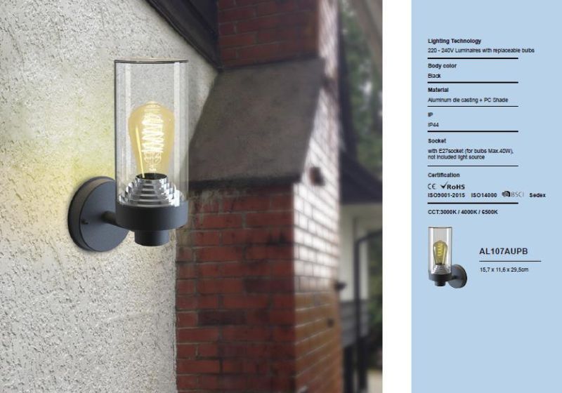 Aluminium + PC Material LED Smoky Outdoor Wall Light with 2 Years Warranty