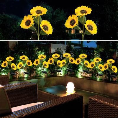 Outdoor Solar Powered Sunflower Light Waterproof LED Lawn Landscape Lamp for Garden