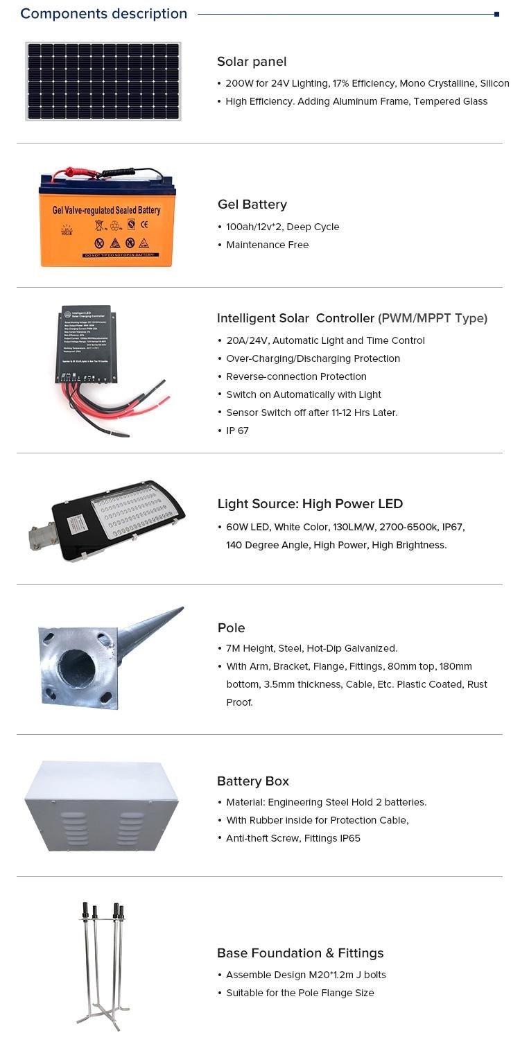 Equal to 250W HPS 60W Solar Street Lighting Systems