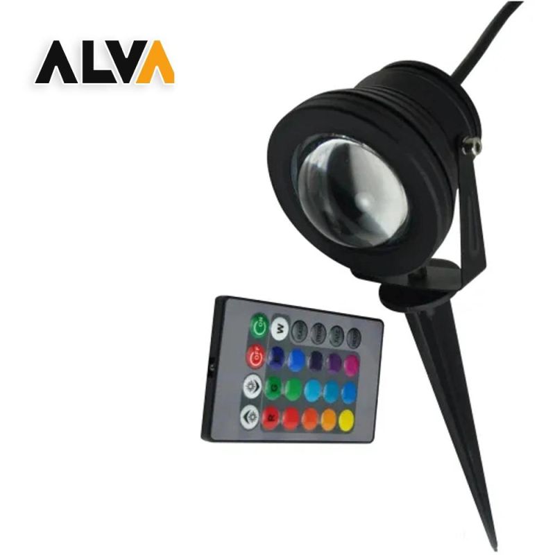 Outdoor Waterproof Adjustable Garden Remote Control RGB 10W COB LED Spike Light