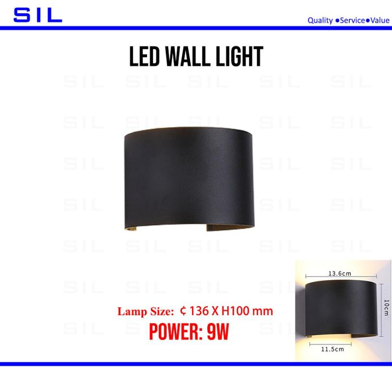 Hot Sale Modern Wall Light Outdoor Waterproof up-Down Wall Lamp Indoor Lighting 9W LED Wall Light