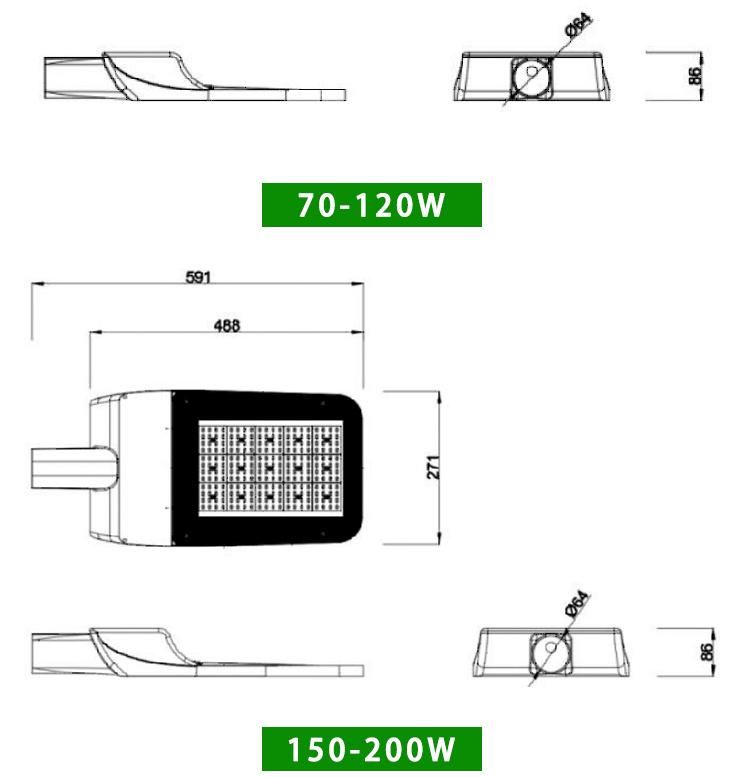 Approvaoutdoor Adjustable Good Quality 200W LED Road Light Lamp