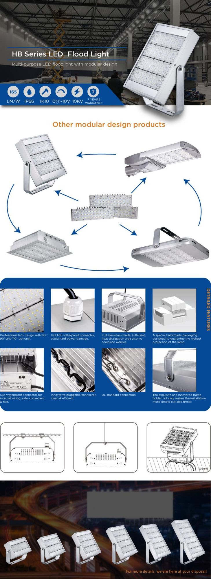 50W/100W/150W/200W/240W LED Flood Light with 130lm/W 5 Years Warranty