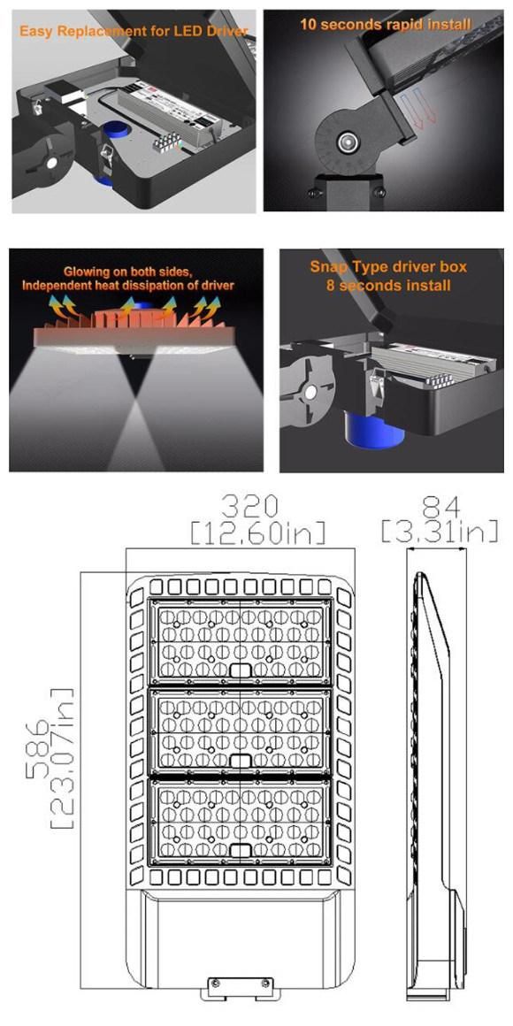 150W 200W 300W Street Light Adjustable Mounting Bracket with Aluminum Housing for Car Parking Light Garden Light