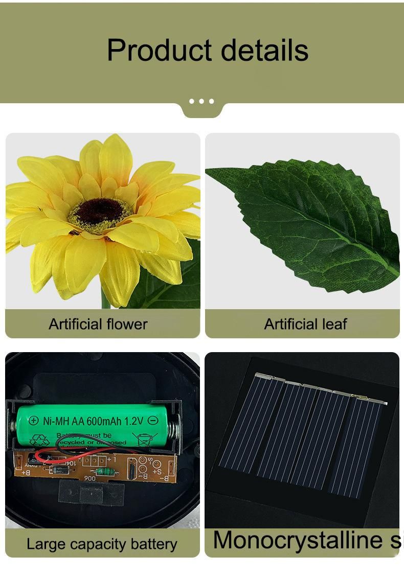 Solar Light Simulation Sunflower Lantern Outdoor Garden Light LED Lawn Plug Light Decorative Light