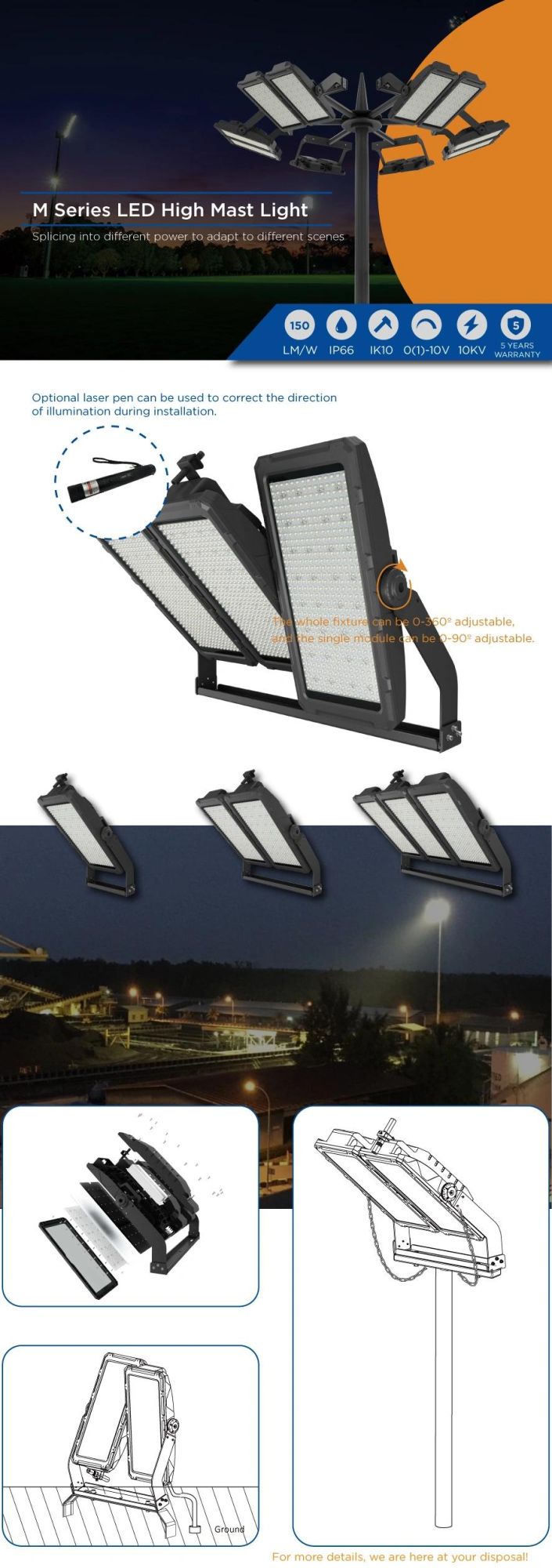 840W LED Projector Light Stadium Light with 5 Years Warranty