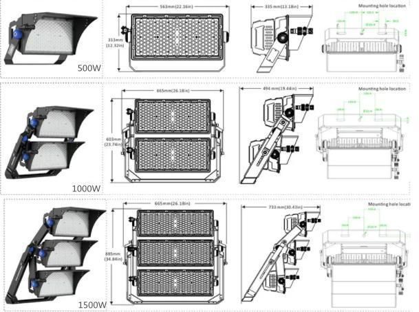 Aluminum IP65 Outdoor LED High Mast Light 1500W for Stadiums