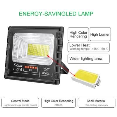 Solar Panel System Flood Lights 3000K 6000K with IP67 Waterproof Lithium