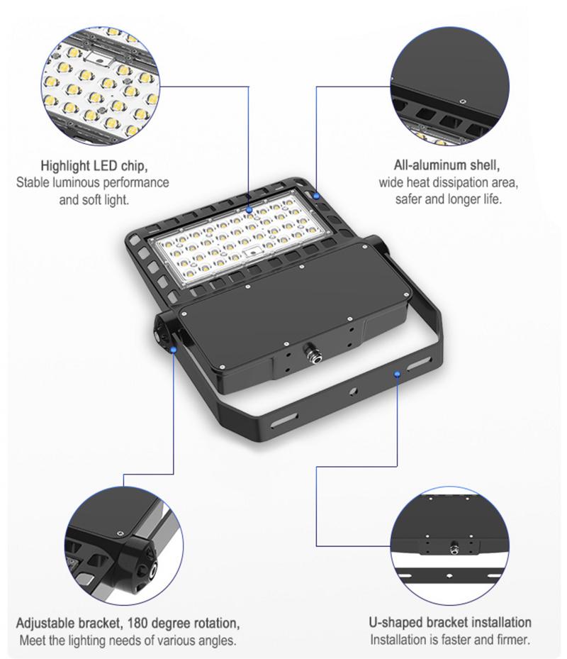 300W LED Floodlights 200W Packing Lot Lighting 150W with 220V Waterproof Light Bright Outdoor Shoebox Flood Lamps