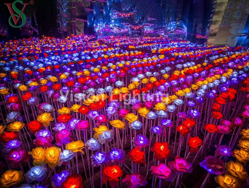 Landscape Outdoor Decoration Christma Wedding Rose Artificial RGB Flower Light