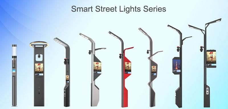Smart Street Light Pole with Charging Station All in One Intelligent Lamp Post with Display System / Monitoring System / Security System (one button alarm)