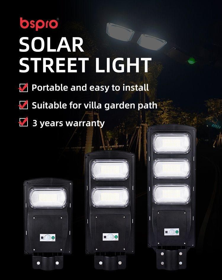 Bspro IP65 Waterproof Available Stock Outdoor 90W 160W All in One Integrated LED Solar Street Light