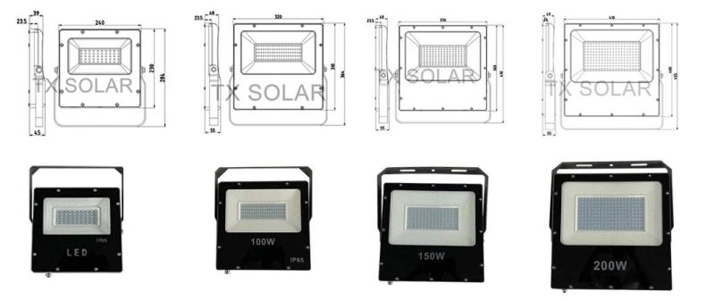 LED Flood Light with Meanwell Driver CE TUV RoHS Certificate LED Lighting 50W to 200W Industrial Light Waterproof IP65