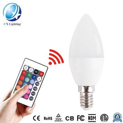 5W Residential Candle Bulb Dimmable RGB Light LED Bulb Remote Control