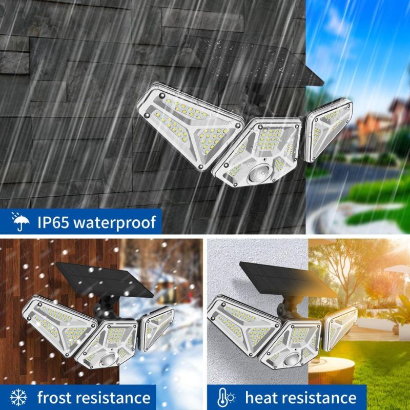 LED Solar Lights Outdoor Lighting 3 Modes Remote Control Wall Light Motion Sensor Lamp Waterproof Wall Lamp Solar Powered Lights Adjustable for Front Door Pathw