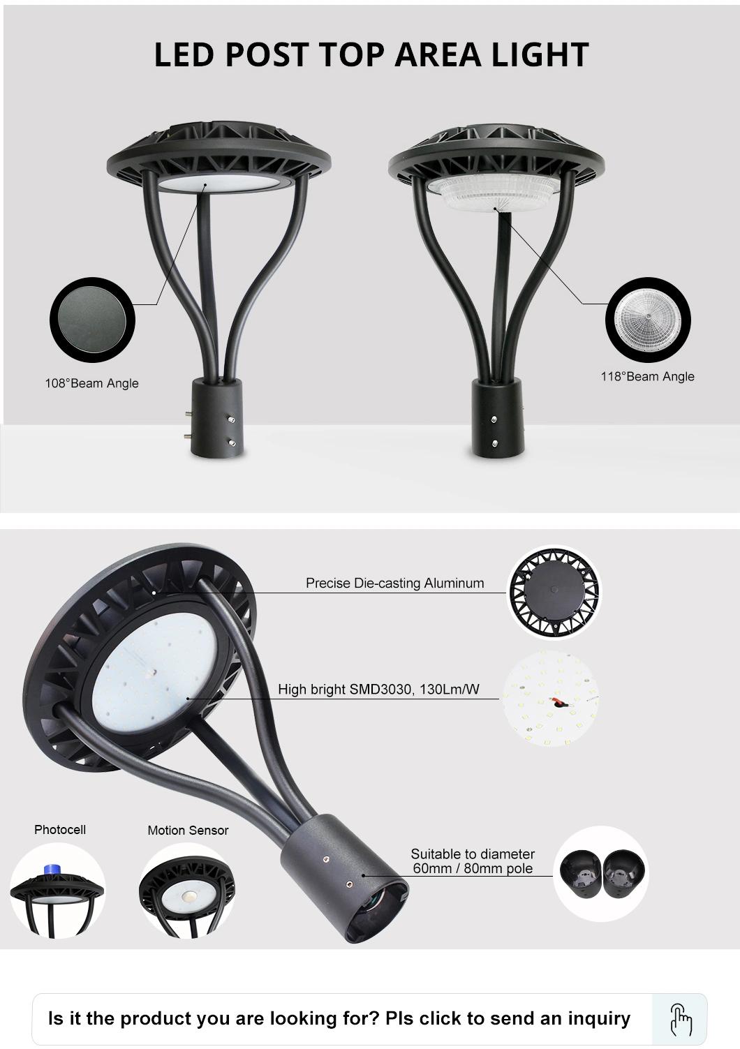 Wholesaler High Quality Post Top LED Light 50W 60W 100W Best Selling Decorative Garden Light IP65 ETL