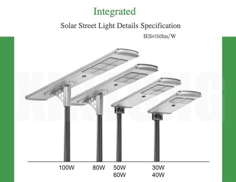 ISO9001 IP67 30W 40W 60watt Waterproof Outdoor All in One Integrated LED Garden Street Road Home Solar Light with Panel and Lithium Battery