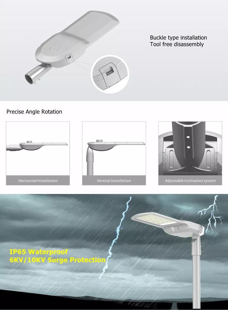 SPD10kv Waterproof IP65 CRI>80 Professional Light Distribution 100W LED Streetlight