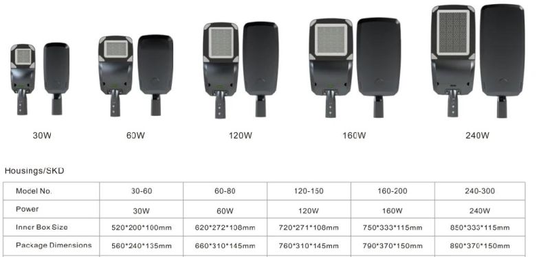 Quality Road Lighting Project Used IP66 30W 60W 80W 120W 160W 240W 300W LED Street Light