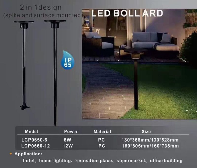 Oteshen 6W IP65 PC Garden Lighting LED Outdoor Spike Bollard Lights