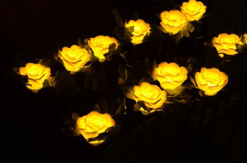 LED Artificial Rose Lily Flower Lights for Garden Grass Decoration