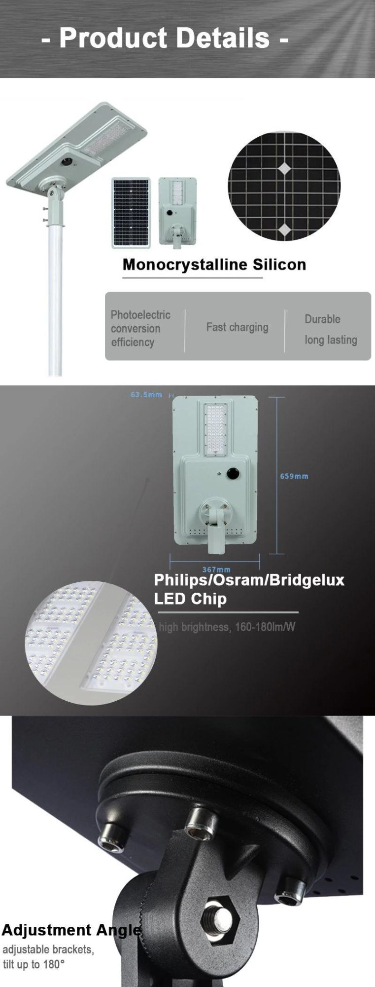 LED Integrated/All-in-One CE/RoHS/ISO9001 Certified 15W - 120W Waterproof Kor Panel Solar Garden/Street/Campus/Sidewalk/Entrance Light
