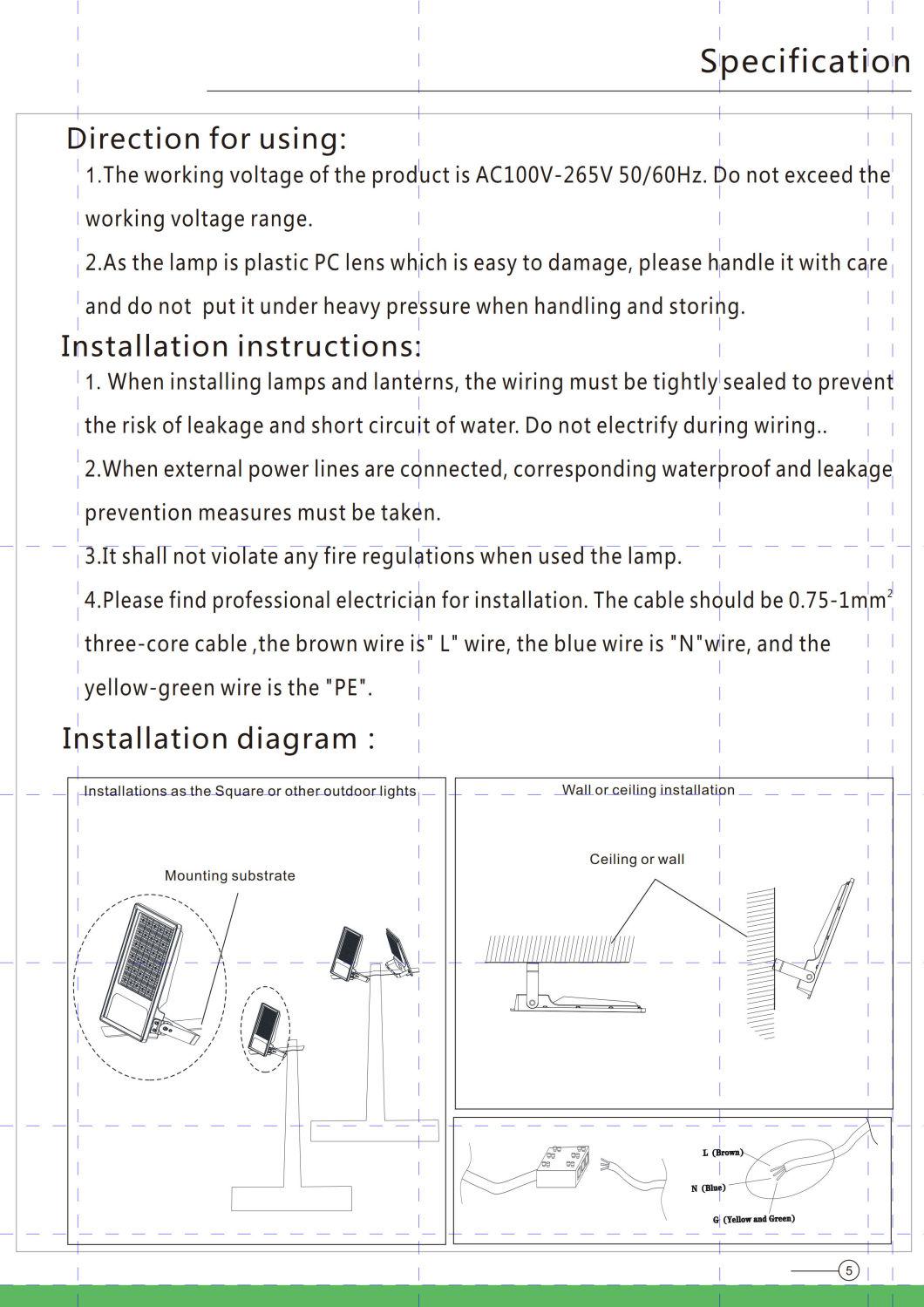 Slim Design Die-Casting 110-120lm/W Landscape Lighting IP65 Outdoor LED Flood Light