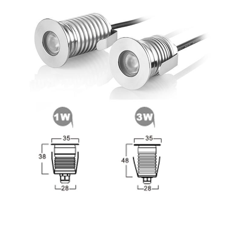 Mini 1W IP67 Recessed LED Inground Light 12V 24V LED Deck Garden Inground Buried Underground Light