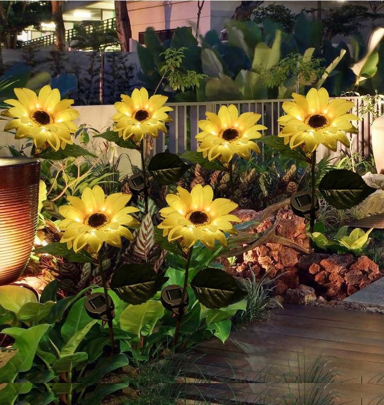 Solar Light Simulation Sunflower Lantern Outdoor Garden Light LED Lawn Plug Light Decorative Light