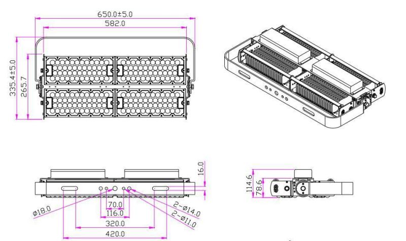 Newest High Power 400W LED Flood Lamp with High Pole