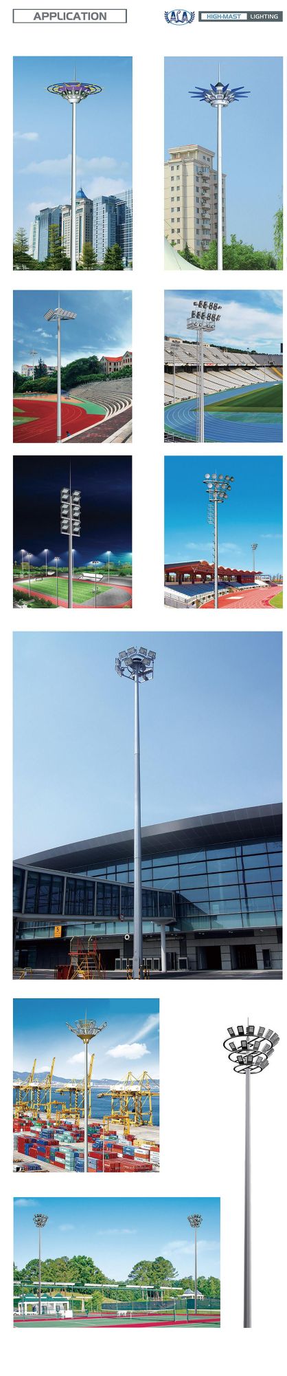 Ala 15 Meters LED High Mast Light with Raising and Lowering Device