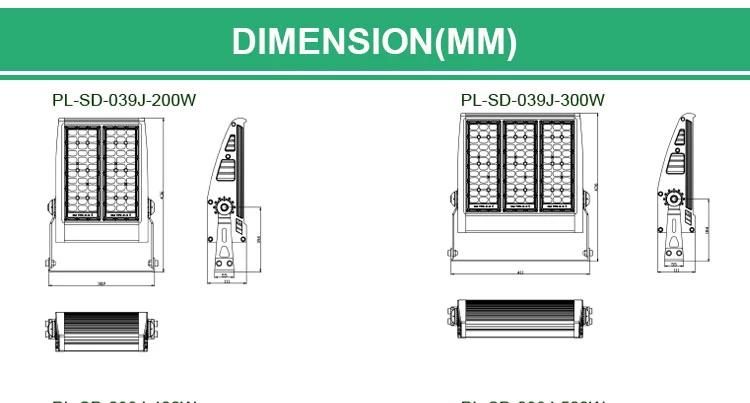 High Brightness Industrial Remote Control Outdoor IP66 500watt LED Solar Flood Light