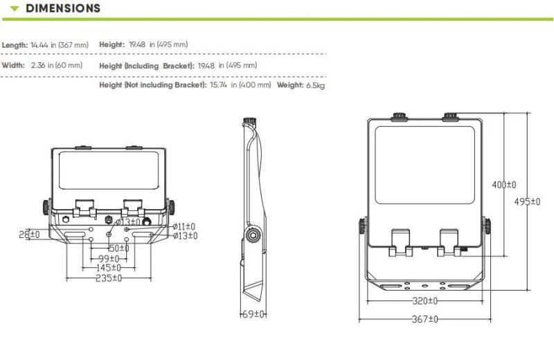 IP66 Outdoor 150W Lighting CE TUV SAA Flood Light LED Floodlight