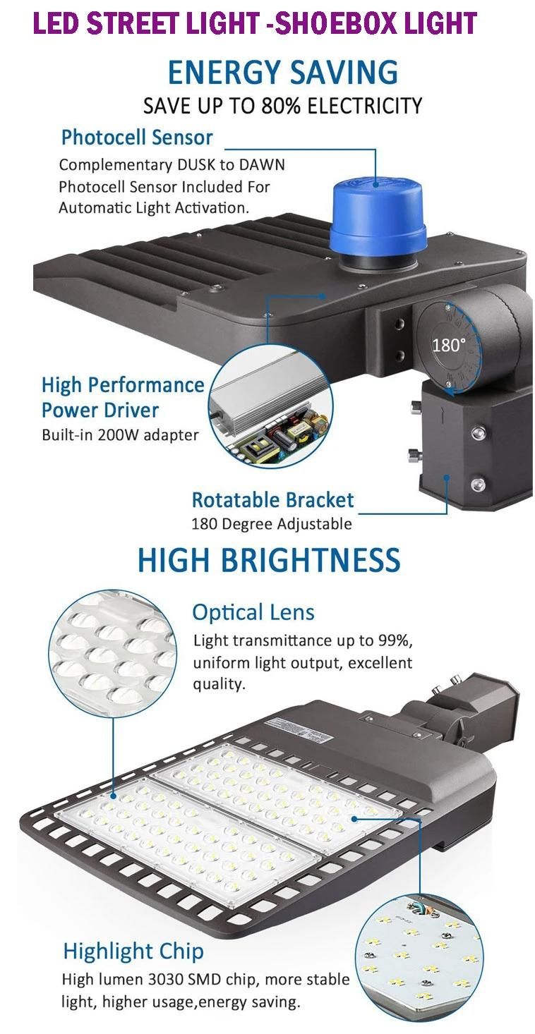 China Supplier High Quality LED Shoebox Lamp Outdoor Fixtures Street Lights (100W/150W/200W/300W)