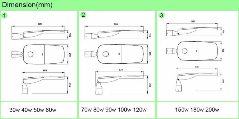 High Brightness Bridgelux SMD Waterproof IP65 Outdoor High Quality 50W 120W 150W 200W LED Street Light