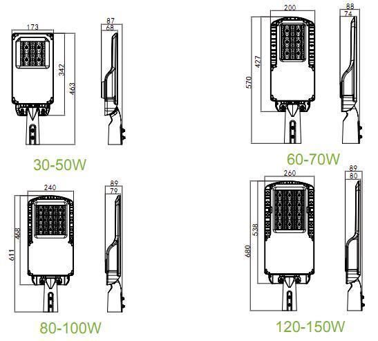 Newest Design 120-150W LED Street Lamp with 8 Years Warranty LED Road Light